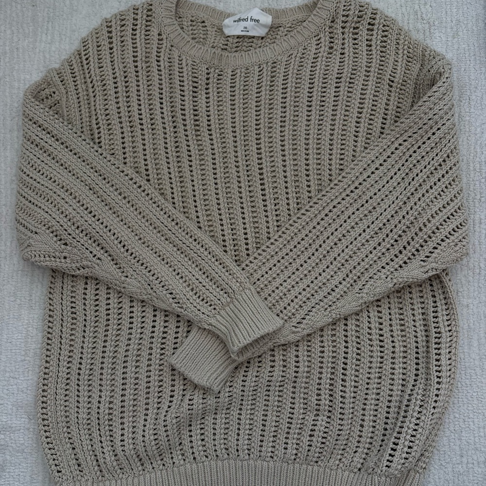 Wilfred Free Open-Knit Sweater in Cream